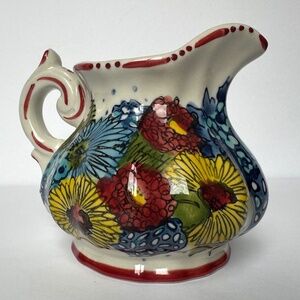 Anthropologie Garden Swirl Multicolor Ceramic Creamer Small Pitcher